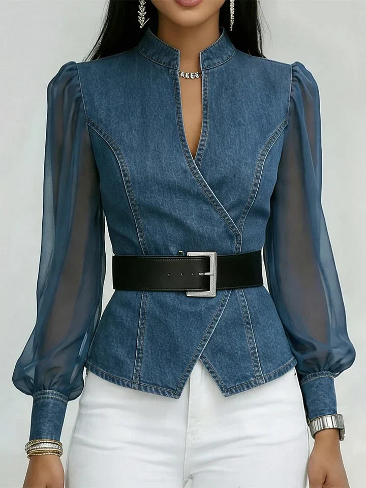 Quinellea - Structured Elegant Denim Blouse
