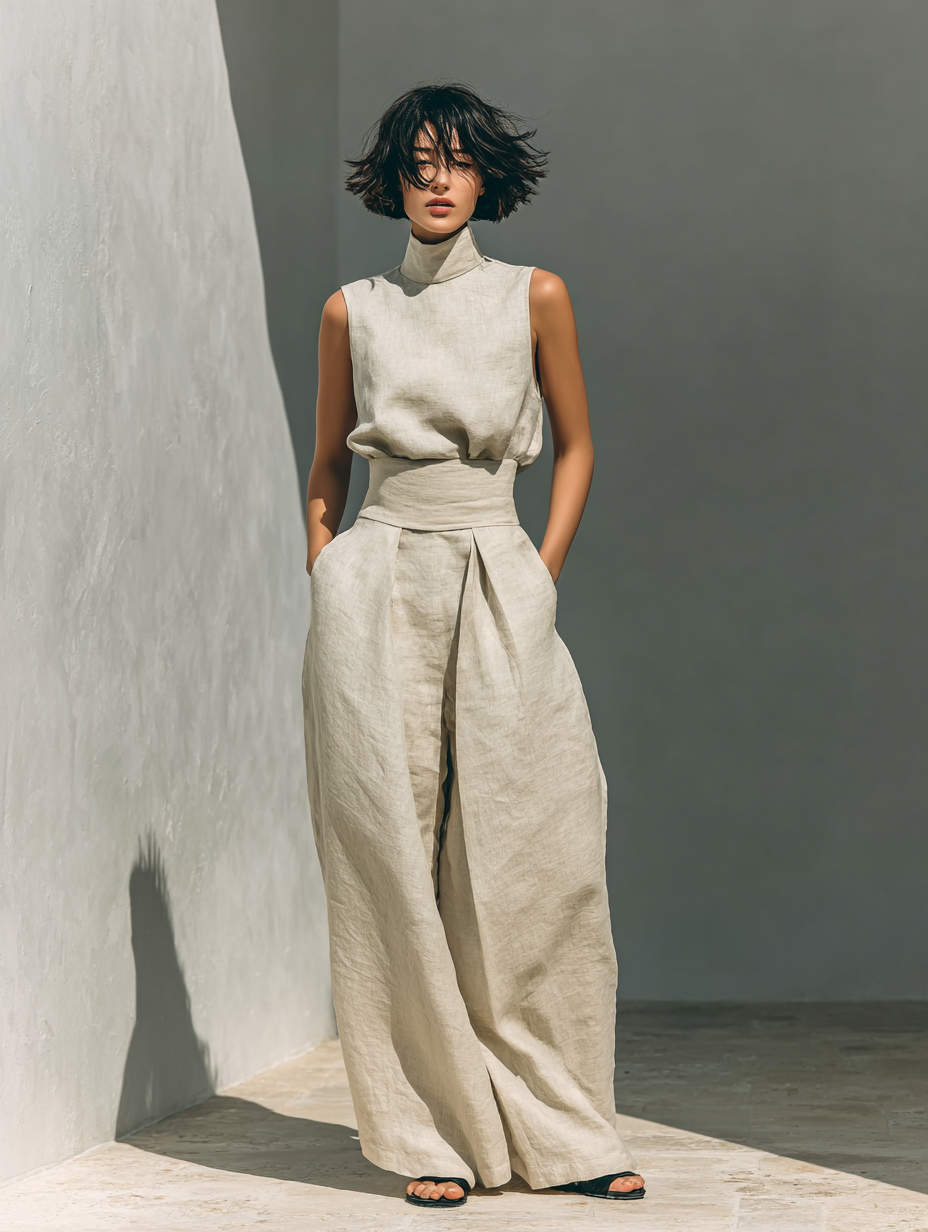 Fynelle - Elegant Sleeveless Top & Wide-Leg Pants Set for Women