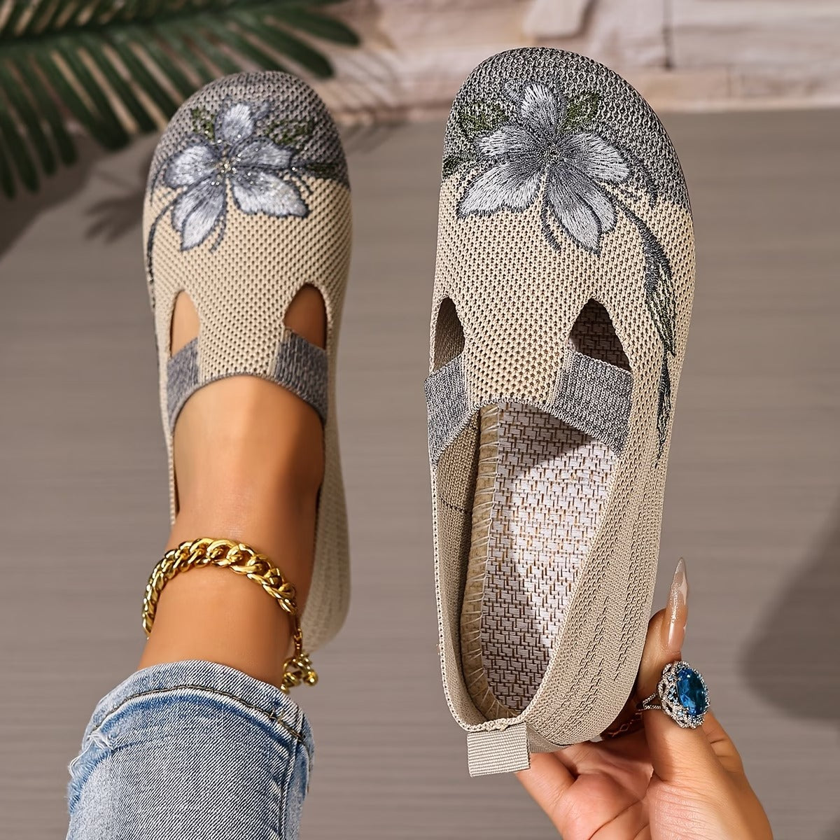 Arixa - Comfortable Breathable Shoes with Floral Embroidery