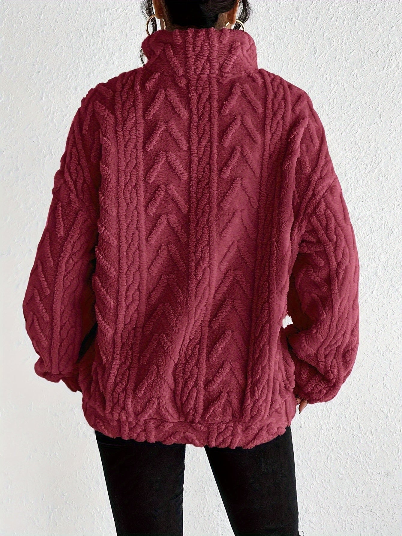 Claudette - Luxe Cable Knit Fleece Sweatshirt