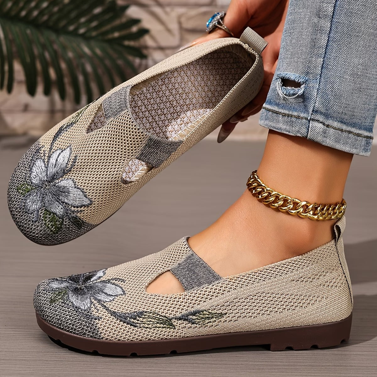 Arixa - Comfortable Breathable Shoes with Floral Embroidery