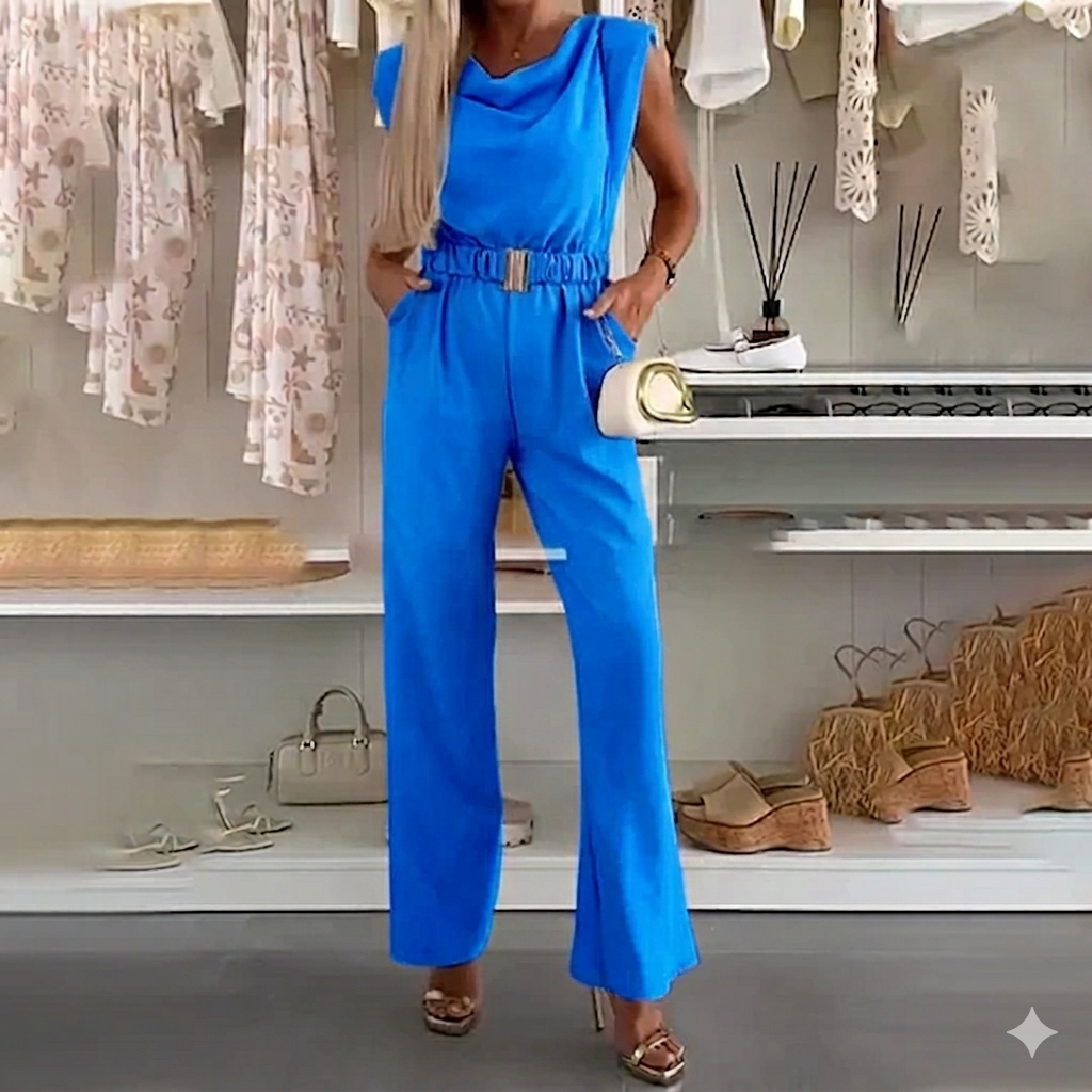 Loxellea - Women's Flowy Jumpsuit with Defined Waist, Elegant, Everyday Wear