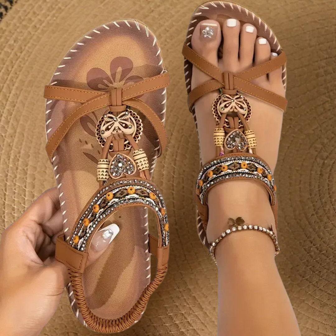 Hovira - Comfortable Bohemian Flat Sandals Ibiza Chic Style