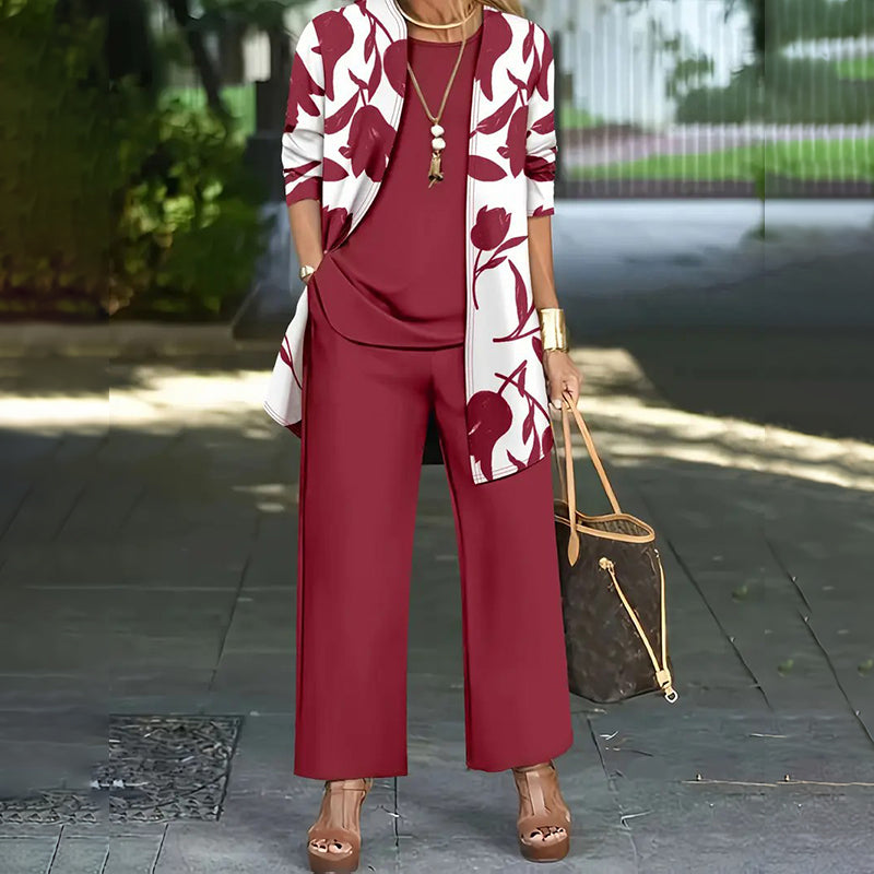 Naevia - Ensemble femme trois pièces floral avec pantalon