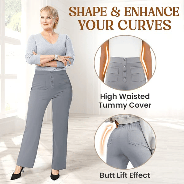 Nara - High Elasticity - High Waist Straight Leg Casual Pants