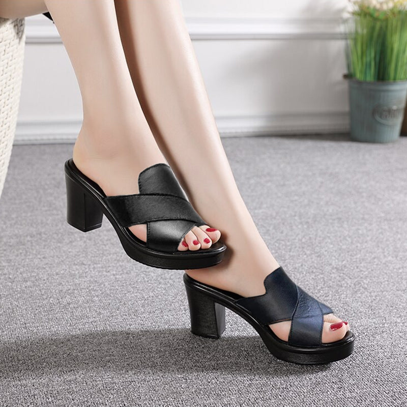 Izyra - Women's Comfortable Sandals with Thick Sole and Mid-Heel, Everyday Style