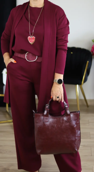 Erisandra™ - Elegant 3-piece set with long cardigan, top and pants