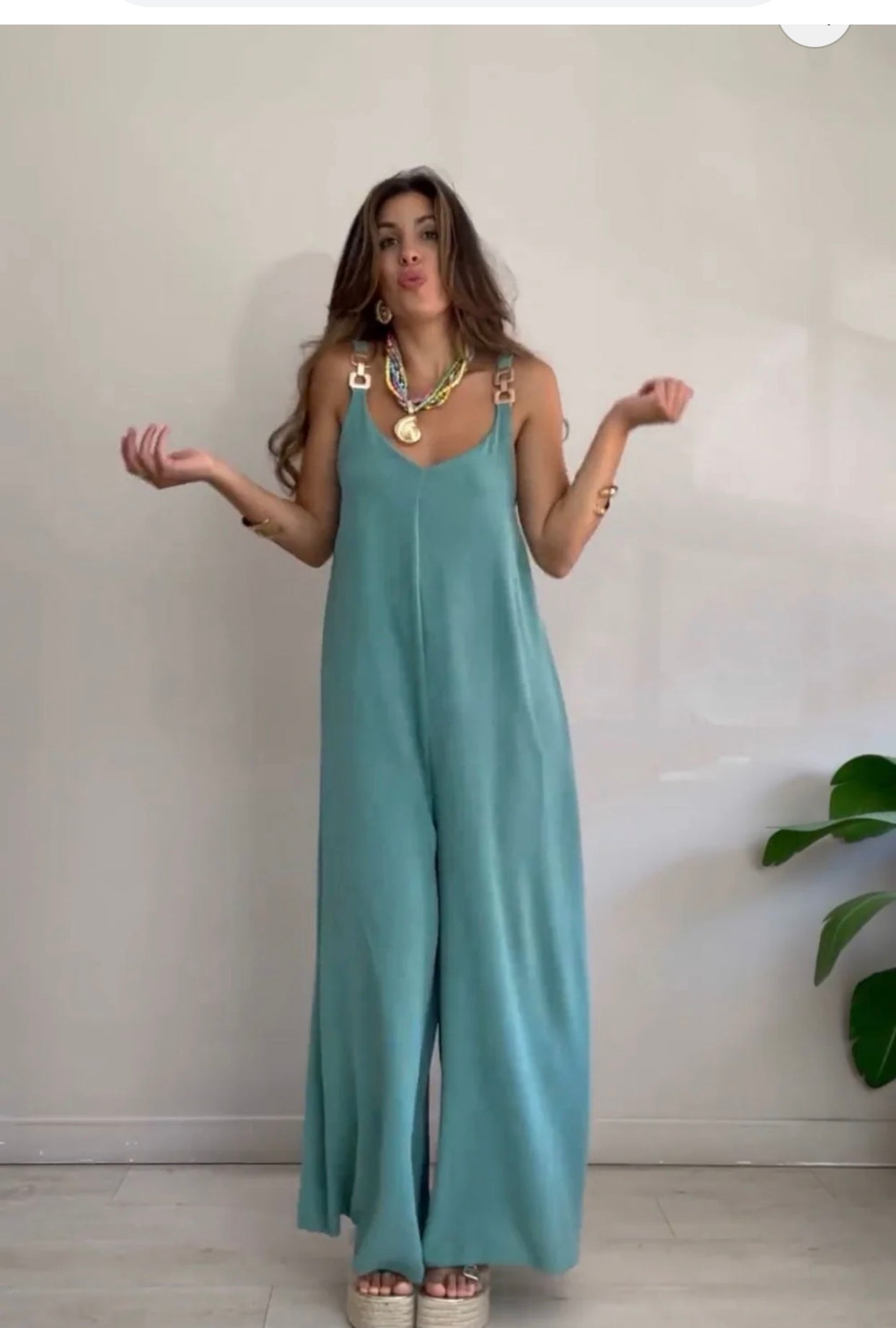 Iriana - Flowing jumpsuit with golden buckles
