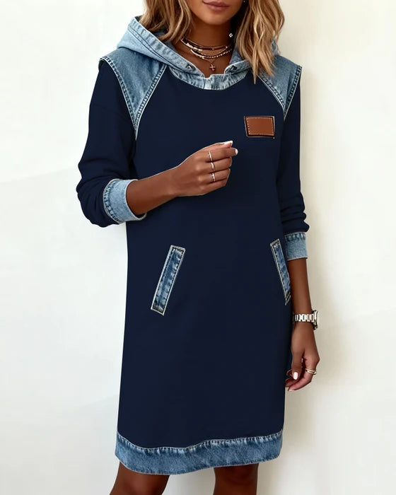 Lunariae - Casual dress with contrasting hood