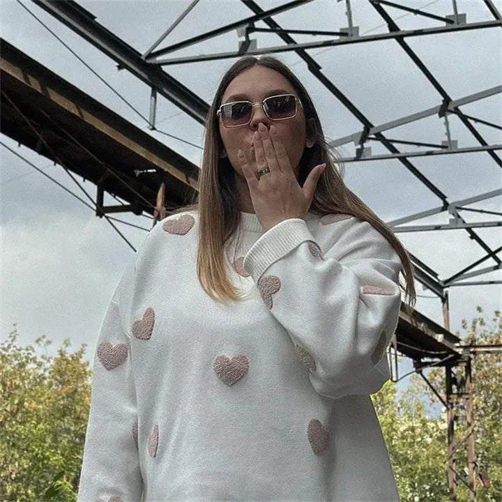 Abigail - Heart Pattern Knitted Sweater