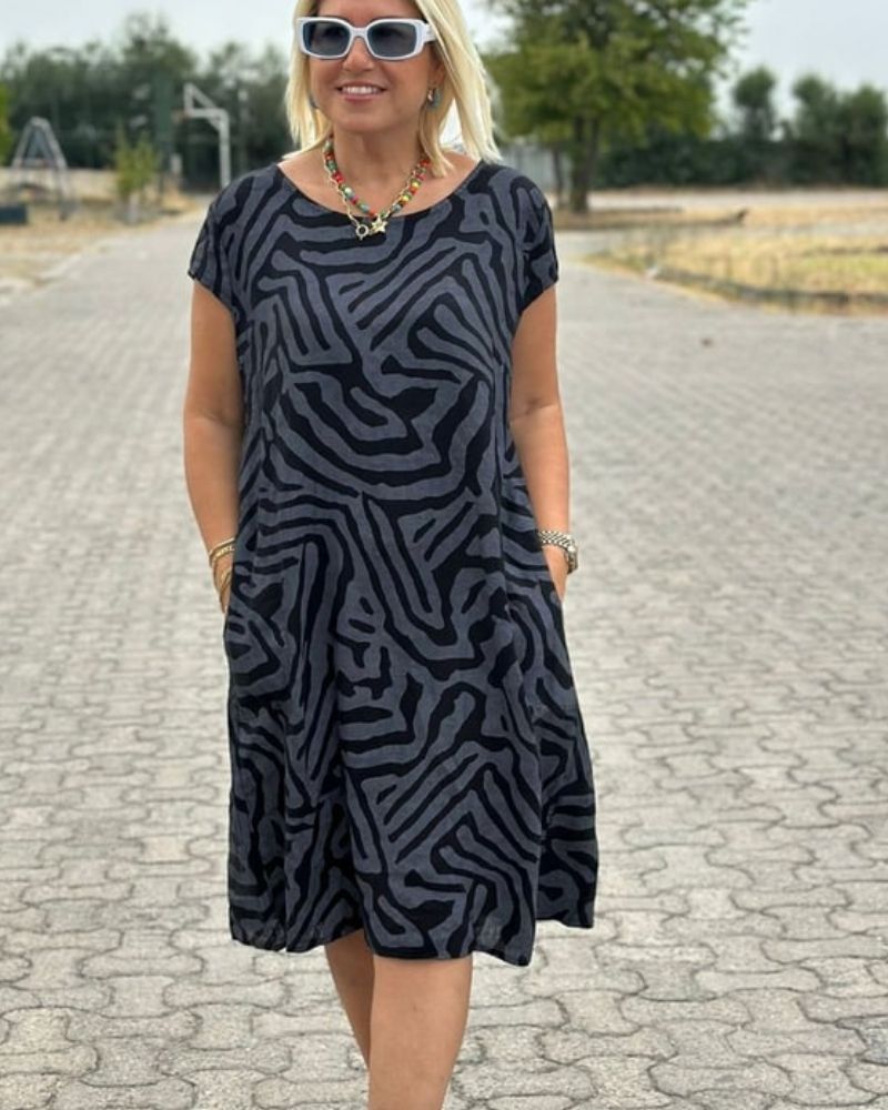 Tahlia - Robe Imprimée à Col Rond