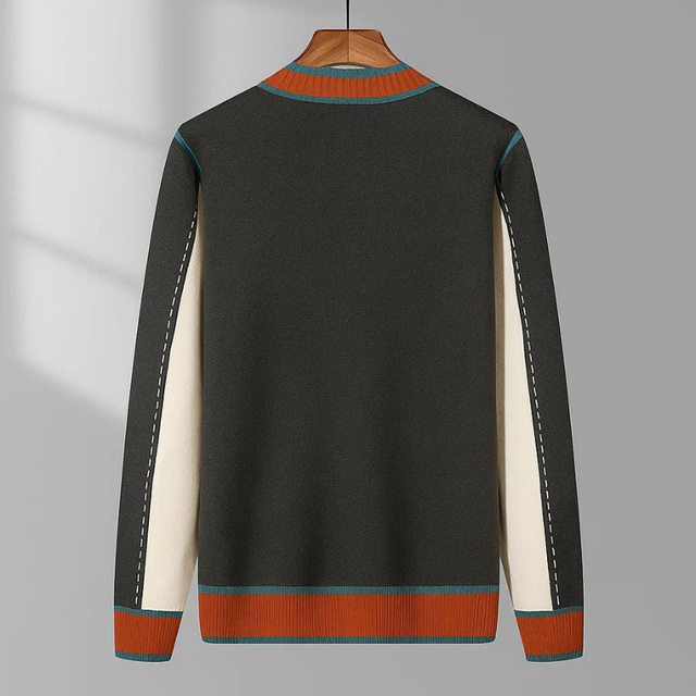 Norbert - Knitted V-Neck Vest with Contrasting Details