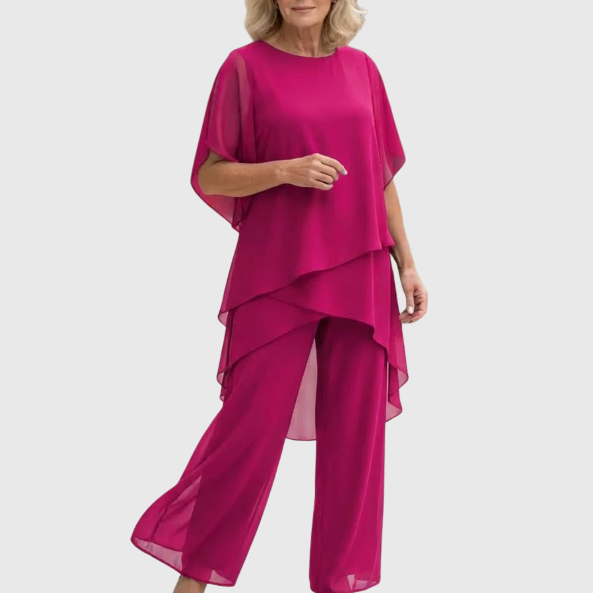 Fosira - Women's Elegant Draped Flowy Palazzo Pants Set