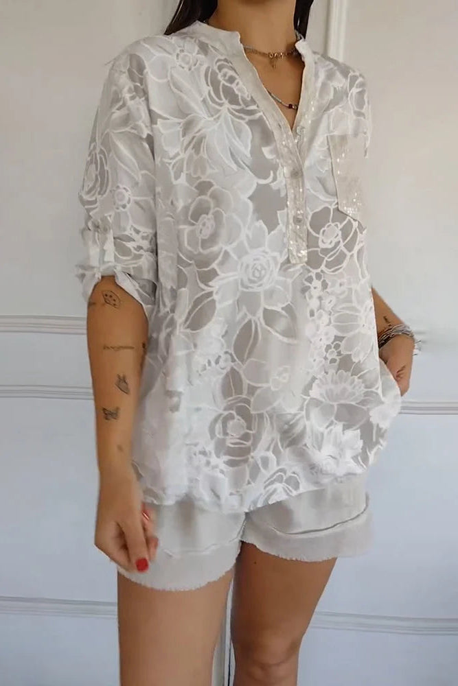 Wilhelmina - Chemisier femme en dentelle florale