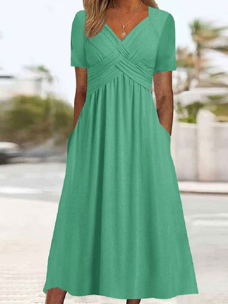 Malina - Elegant Dress with Flowing Silhouette and V-Neckline