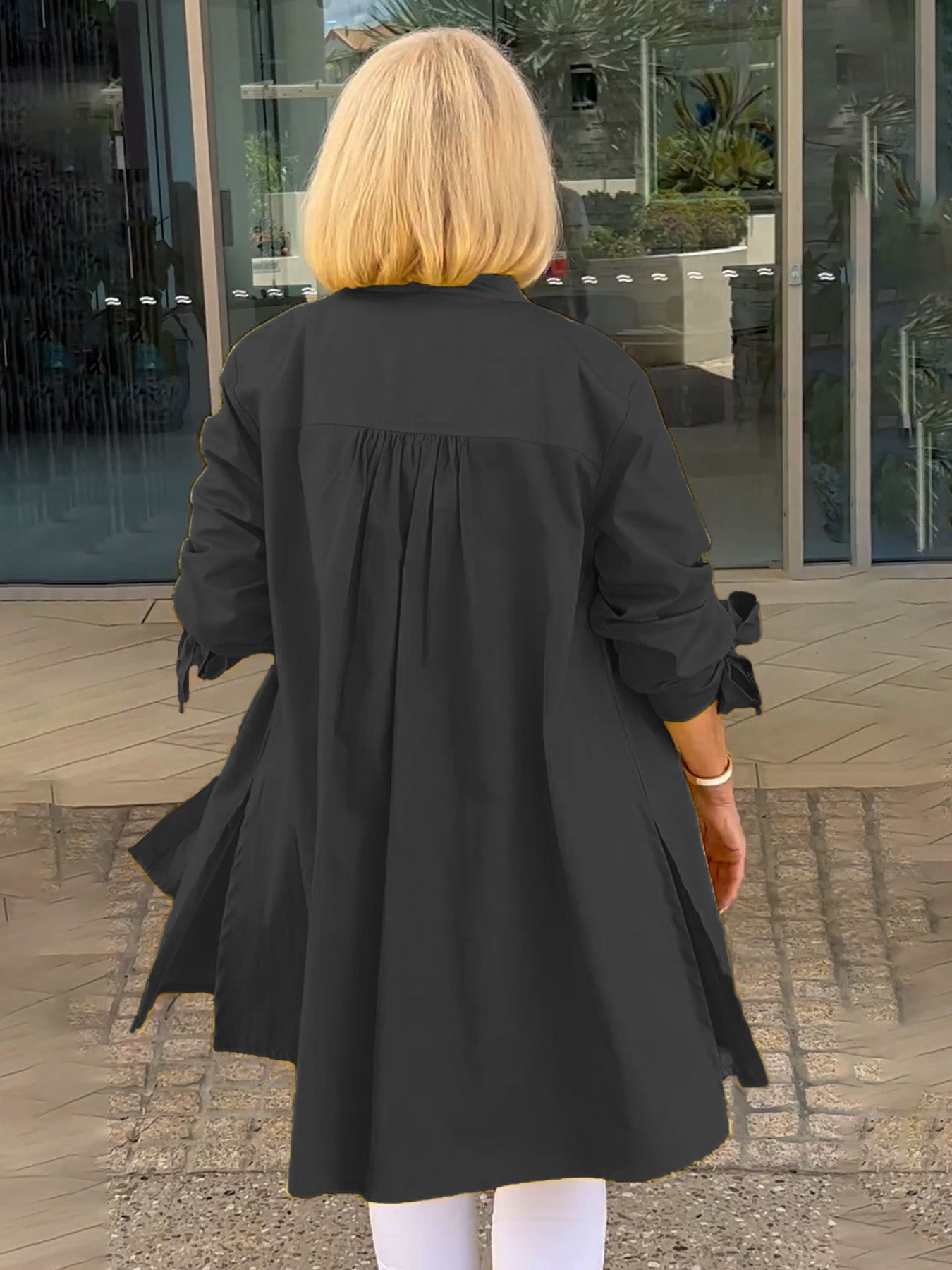 Liora - Long Button-Down Cotton Shirt Jacket (Today only: Buy 1, get 1 free!)