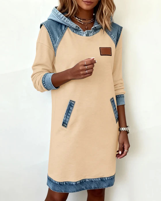 Lunariae - Casual dress with contrasting hood
