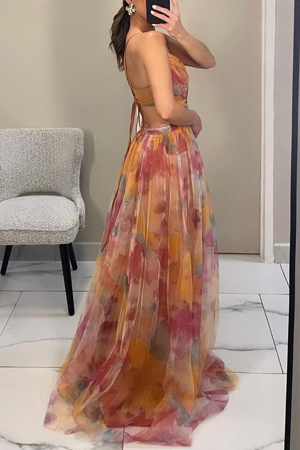 Leora - Enchanting Floral Print Maxi Dress