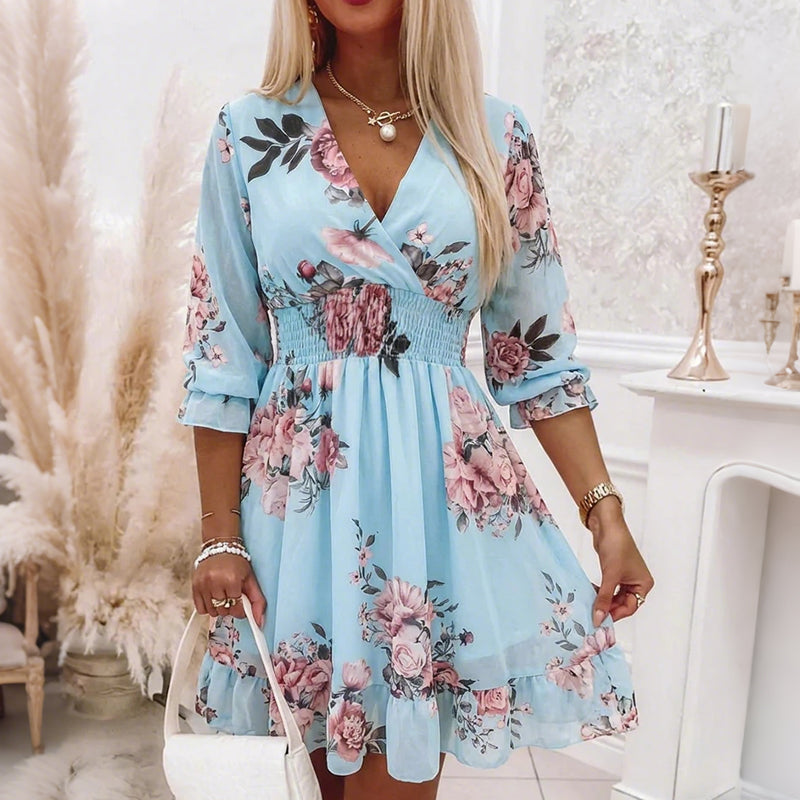 Halvienne - V-Neck Floral Summer Dress