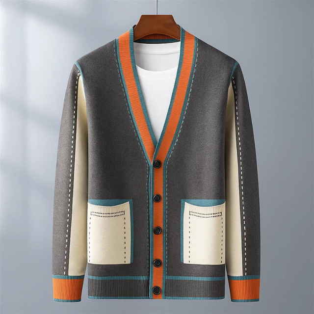 Norbert - Knitted V-Neck Vest with Contrasting Details