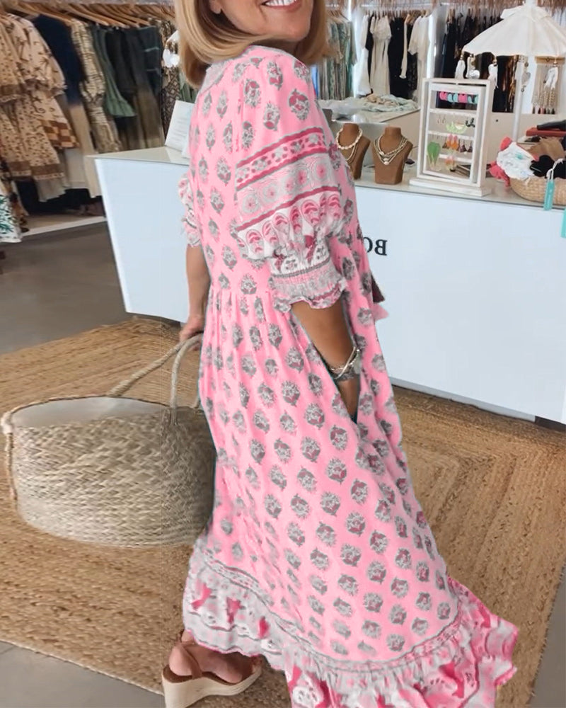 Flavie - Loose Fit Casual Dress with Print