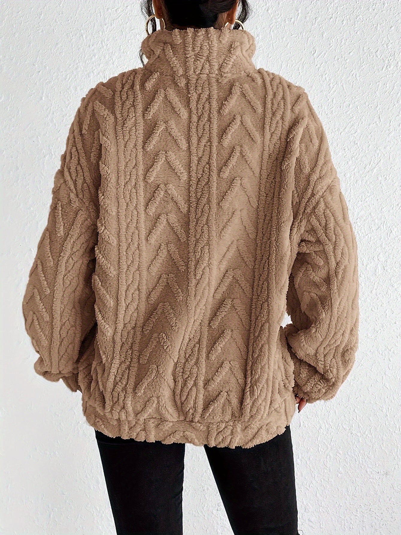 Claudette - Luxe Cable Knit Fleece Sweatshirt