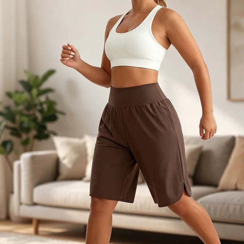 Graciela - Short femme large taille haute longueur genou
