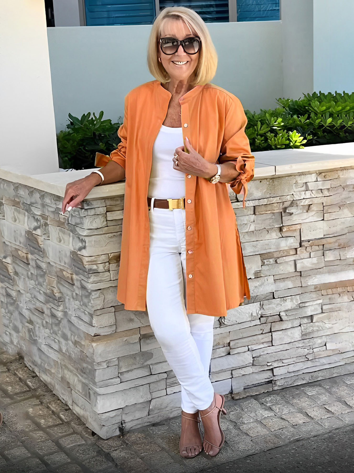 Liora - Long Button-Down Cotton Shirt Jacket (Today only: Buy 1, get 1 free!)