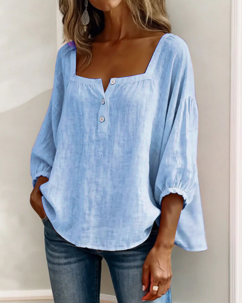 Glyressa - Elegant Women's Square Neck Blouse