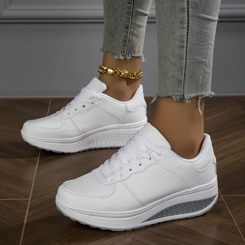 Brelina - Women's Platform Lace-Up Trainers, Synthetic Leather, Everyday Comfort
