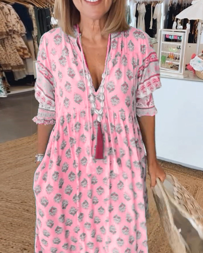 Flavie - Loose Fit Casual Dress with Print