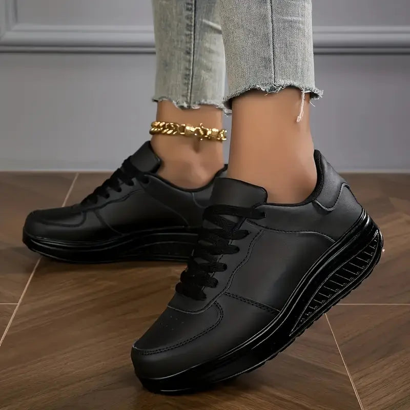 Brelina - Women's Platform Lace-Up Trainers, Synthetic Leather, Everyday Comfort