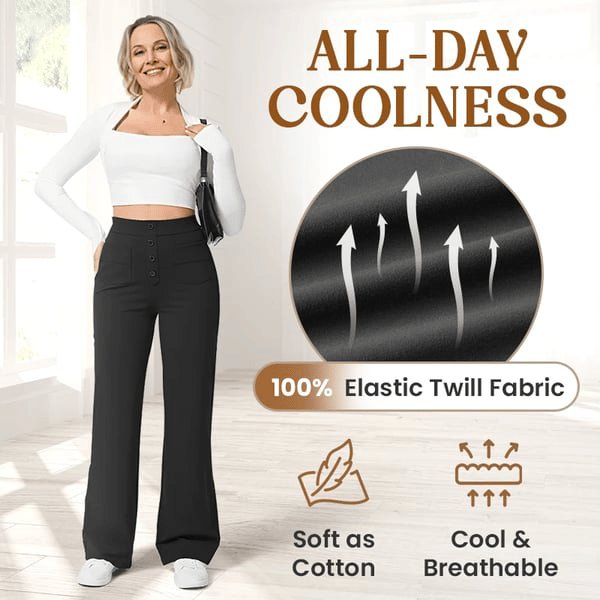Nara - High Elasticity - High Waist Straight Leg Casual Pants