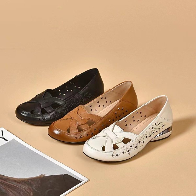 Kavrine - Women's Flat Cutout Leather Elegant Slip-On Shoes