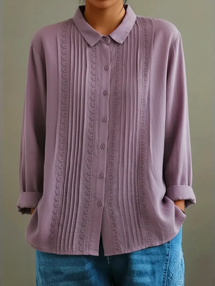 Cadrina - Elegant Cotton and Linen Shirt with Lace