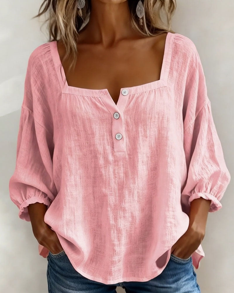 Glyressa - Elegant Women's Square Neck Blouse