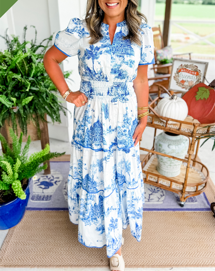 Selindra - Classic Canvas Print Maxi Dress