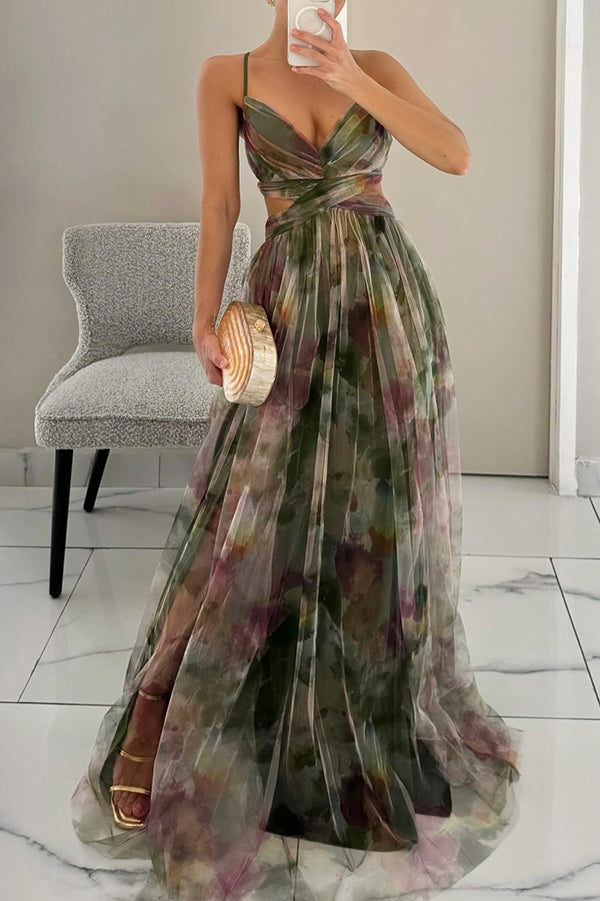 Leora - Enchanting Floral Print Maxi Dress