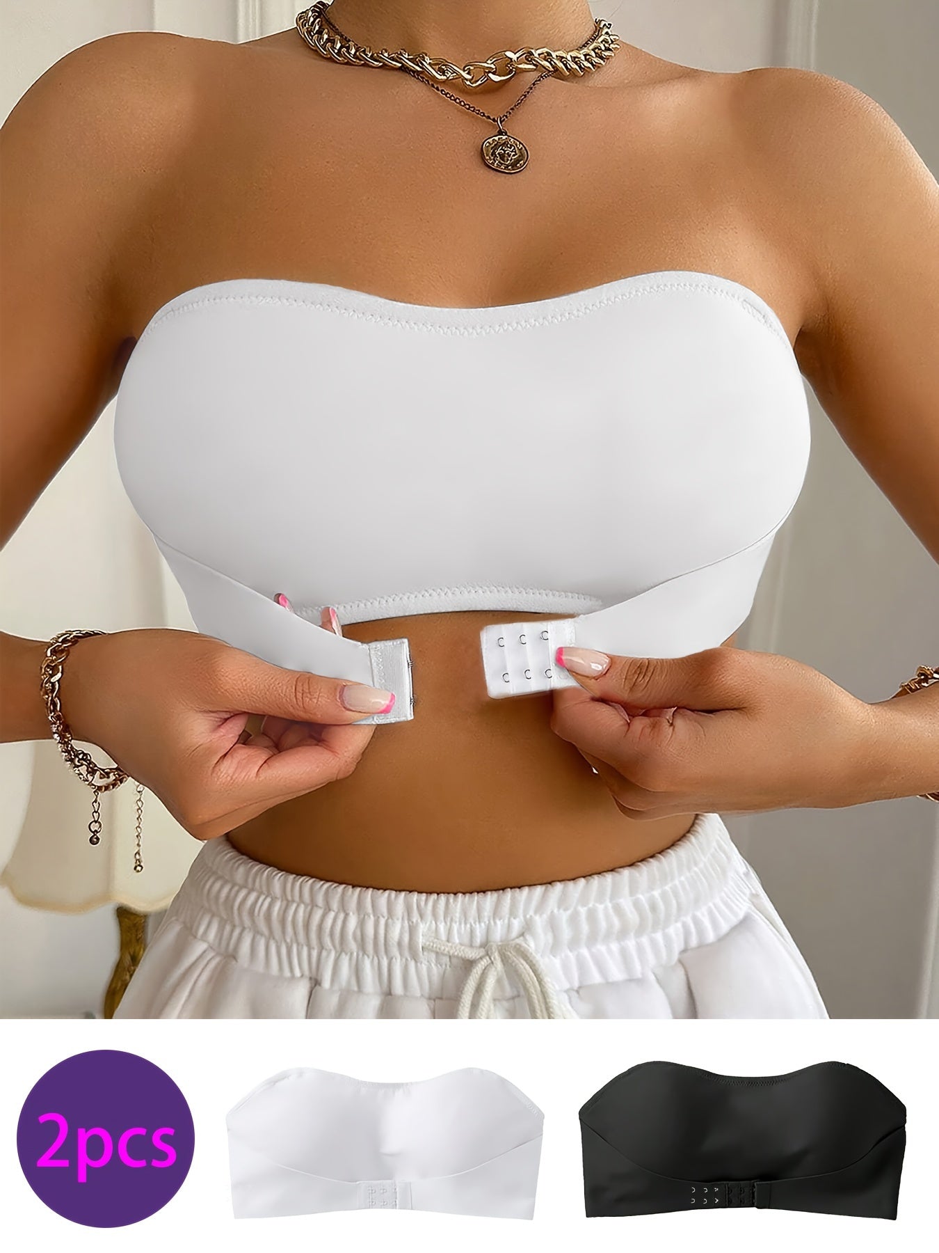 Saphira - 2-piece bandeau set without underwire or pads
