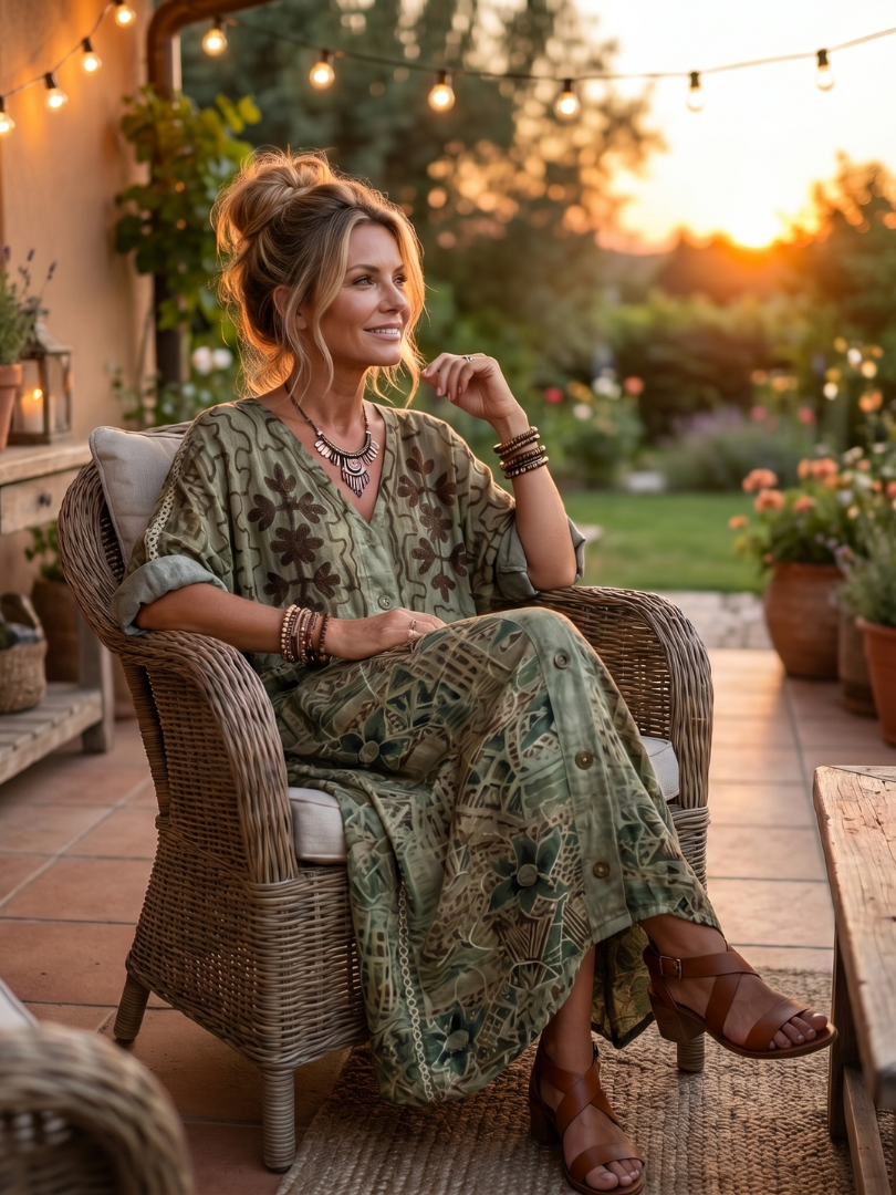 Apollonia - Robe bohème femme boutonnée avec imprimé floral