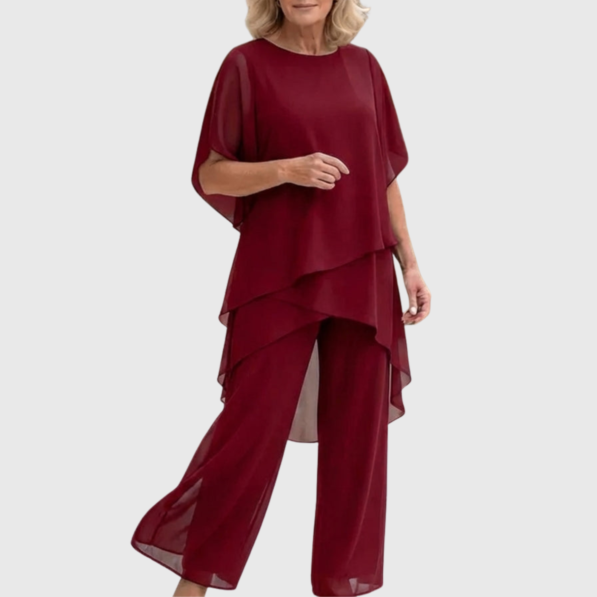 Fosira - Women's Elegant Draped Flowy Palazzo Pants Set