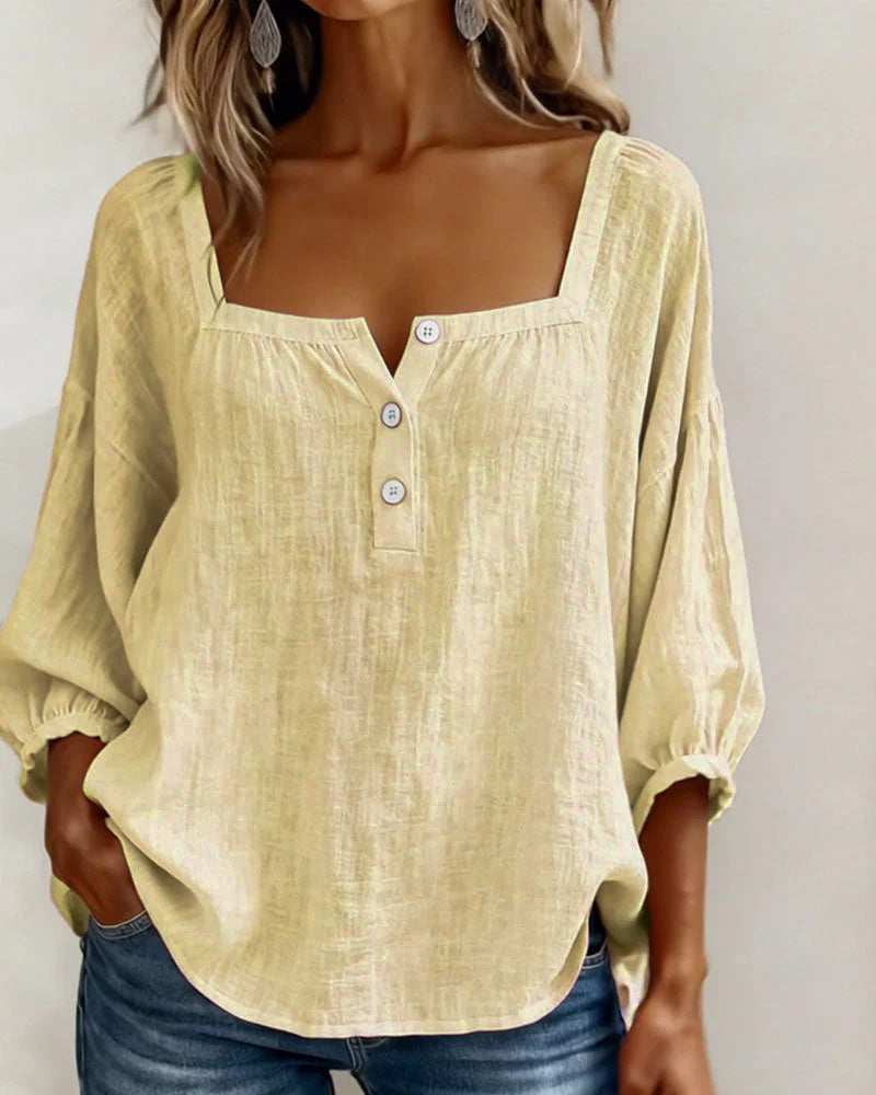 Glyressa - Elegant Women's Square Neck Blouse