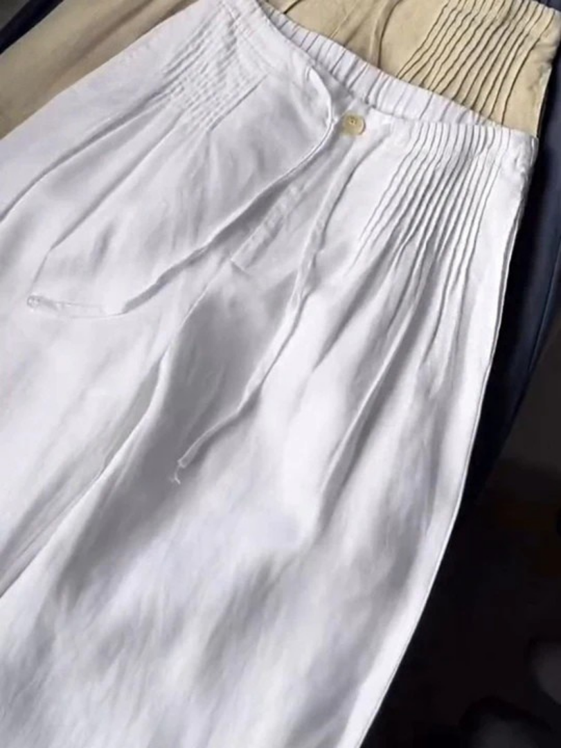Noryssa - Wide Leg Trousers in Cotton and Linen Blend