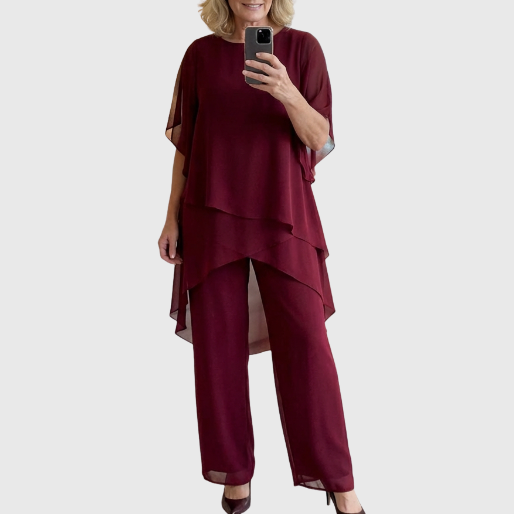 Fosira - Women's Elegant Draped Flowy Palazzo Pants Set