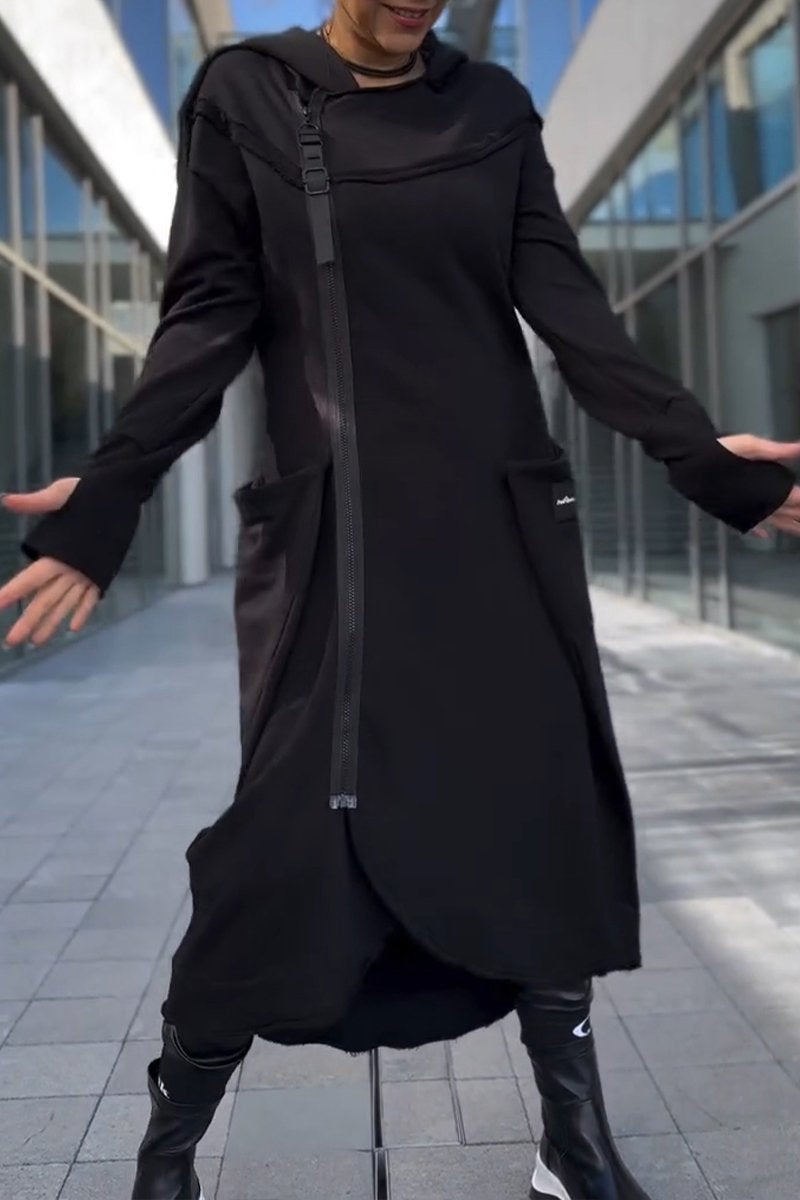 Sylvaya- Women's Hooded Sweater Dress with Long Sleeves