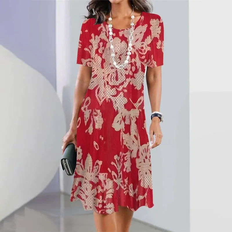 Dalia - Women's Pleated Dress with Color Blocks