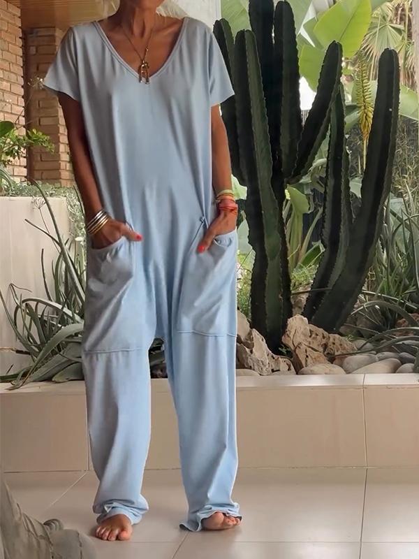 Zaria - Elegant V-Neck Jumpsuit: A Simple, Sophisticated and Versatile Style