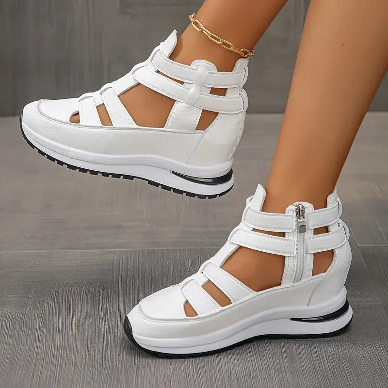 Romina - Elegant and Lightweight Wedge Sandals with Side Zip