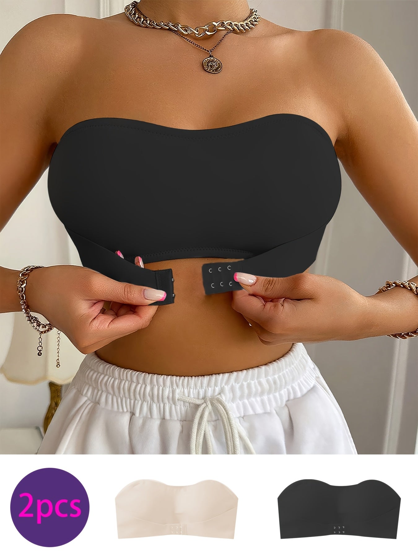 Saphira - 2-piece bandeau set without underwire or pads