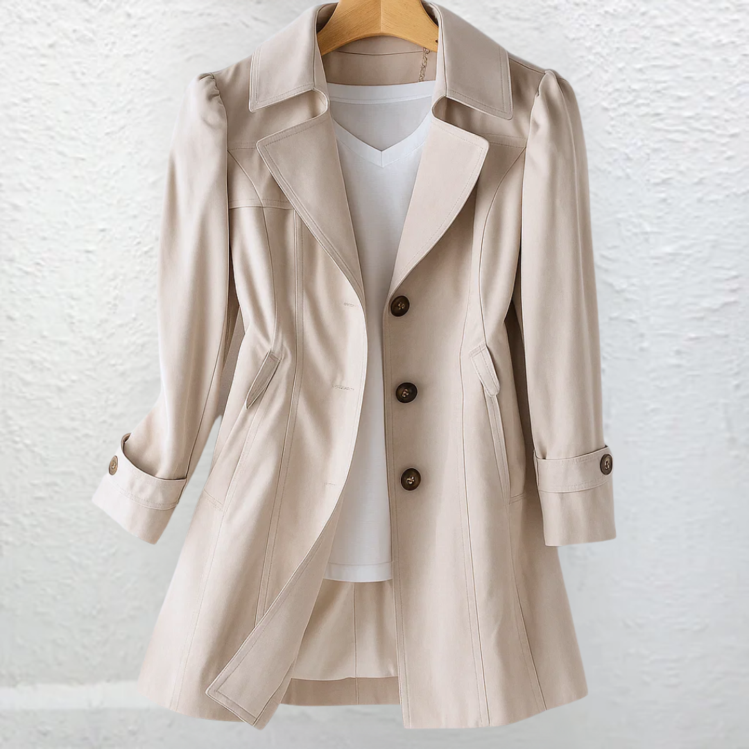 Glyorae - Women's Elegant Slim-Fit Trench Coat Classic Timeless Style